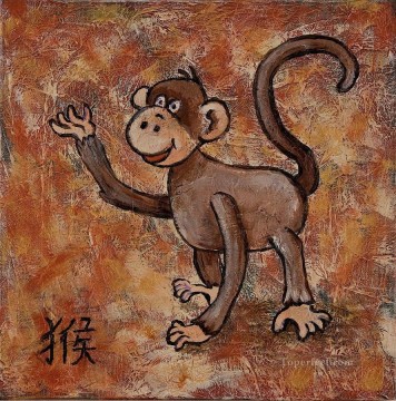 Année chinoise du singe Peinture à l'huile